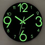 30cm Horloge Murale Lumineuse - Pendule Murale Fluorescente Silencieuse - Grande Horloge Murale Décorative pour Cuisine, Bureau, Chambre à Coucher