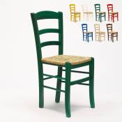 Ahd Amazing Home Design - Chaise de cuisine salle à manger bar et restaurant en bois et assise en paille Paesana Couleur: Vert foncé