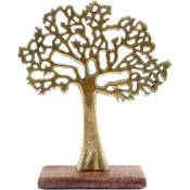 Arbre décoratif en aluminium doré et bois de manguier Arbre de vie Taille 1 - Or