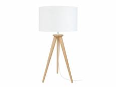 Arhus - lampe de chevet trépied bois naturel et blanc 65084