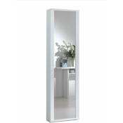 Armoire avec porte à cadre miroir sept étagères cadre miroir blanc blanc