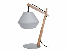 Belfort cone - lampe de chevet arqué bois naturel et gris 64227
