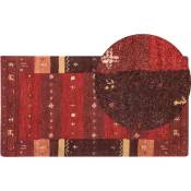 Beliani - Tapis Gabbeh Rouge en Laine 80 x 150 cm à Motif de Fêtes Fait Main Chaleureux Sinanli - Orange