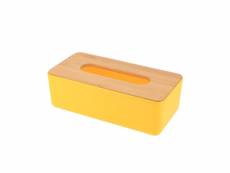 Boîte à mouchoirs jaune avec couvercle en bambou