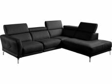 Canapé d'angle en 100% tout cuir épais de luxe italien , 5/6 places dalbert, couleur noir, angle droit