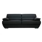 Canapé design avec têtières ajustables 3 places cuir noir et acier chromé ewing - Noir