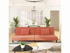 Canapé-lit malin à 2 places avec deux oreillers rose velours - 200 x 84,5 x 69