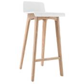 Chaise de bar scandinave 75 cm bois et blanc BALTIK - Blanc