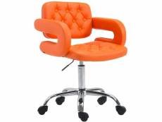 Chaise de bureau réglable en hauteur pivotante dossier et accoudoir synthétique orange bur10418