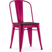 Chaise de salle à manger - Design Industriel - Bois et Acier - Stylix Fuchsia - Bois, Acier - Fuchsia
