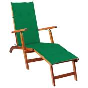 Chaise de terrasse avec repose-pied et coussin Acacia