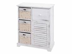 Commode hwc-h21, armoire à tiroirs, tiroir panier en bois massif 80x60x30cm ~ blanc miteux