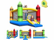 Costway château gonflable avec trampoline toboggan gonflable motif crayon, escalade ideal pour 2-3 enfants 263x350x226cm (crayon avec souffleur 450w)