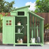 Dans Les Nuages - Armoire abr de jardin en bois pour outils avec portes et 2 étagères, porte loquet, toit pente étanche, Vert - Vert