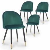 Deco In Paris - Lot de 4 chaises design en velours vert lydia - vert