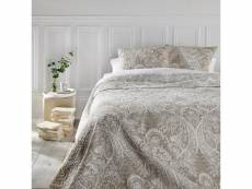 Dessus de lit avec 2 taies d'oreiller coloris beige en polyester - dim : l260 x l240 cm - pegane -