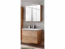 Ensemble meuble vasque + armoire miroir - 80 cm - elise oak