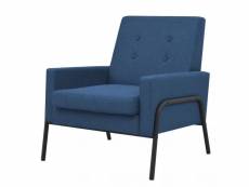 Fauteuil chaise siège lounge design club sofa salon acier et tissu bleu helloshop26 1102329
