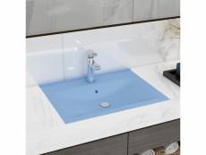 Lavabo à poser avec trou de robinet | lavabo vasque salle de bain | bleu clair mat 60x46 cm céramique