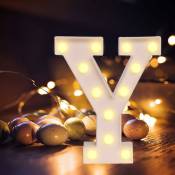 Lettres de l'alphabet à led avec lumière blanche chaude pour décoration d'intérieur,fête,bar,mariage ou festival(Y) Groofoo