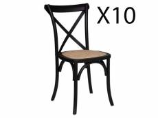 Lot de 10 chaises en bois hêtre coloris noir - longueur 48 x profondeur 52 x hauteur 89 cm