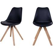 Lot de 2 chaises en simili et pieds en bois naturel