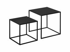 Lot de 2 tables basses gigognes carrées design contemporain encastrable acier noir