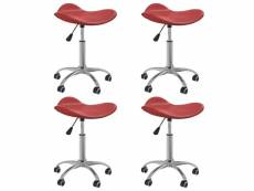 Lot de chaises pivotantes de salle à manger 4 pcs bordeaux similicuir - rouge - 44 x 44 x 57 cm