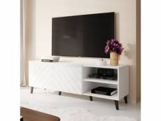 Meuble tv design blanc brillant 150 cm yaka 399