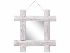 Miroir en forme de bûches blanc 50x50 cm bois de récupération massif dec022796