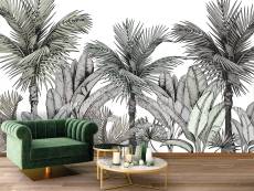 Papier peint panoramique adhésif esquisse végétale