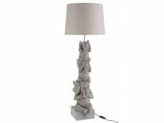 Paris prix - lampe à poser déco "3 éléphants" 100cm gris
