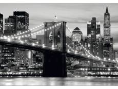 Photo mural pont de brooklyn new york noir et gris