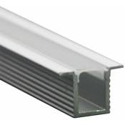 Profilé d'aluminium argenté pour bande led encastrée Couverture satinée 2000 x 12,4 x 9mm - V-tac