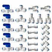 Raccord Osmoseur de filtre à eau, Raccord Droit 1/4" (6MM) Pushfit pour Tuyau de Filtre à Eau, Raccords pour Réfrigérateur Tubes de (Robinet Combiné