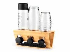 Rainsworth porte-bouteille compatible avec sodastream duo et les bouteilles d'eau standard, 3 porte-gouttes en bambou, grille d'égouttage avec tapis d