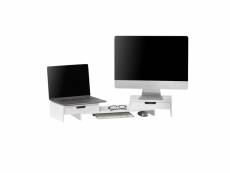 Sobuy bbf04-w support de moniteur écran ergonomique support pour écran d'ordinateur universal, ordinateur portable ou écran tv réhausseur d'écran avec