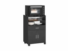 Sobuy fsb09-sch buffet armoire micro-onde à roulettes desserte meuble de rangement pour four micro-onde, placard de cuisine, noir