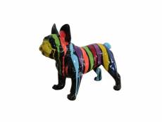 Statue bulldog français multicolore en résine - merlin