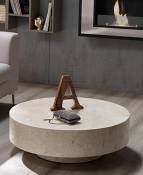 Stones Round 1 Table, fossile White Agate, Blanc, 85