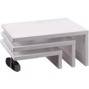Table basse design Elysa - 80 x 59 x 37,5 cm - Blanc laqué - Blanc.