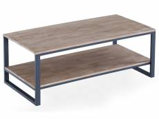 Table basse relevable en bois et métal coloris chêne miel noir - longueur 120 x profondeur 60 x hauteur 45-60 cm