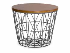 Table d'appoint ronde - design industriel - bois et métal - basker gris foncé