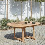 Table de jardin en teck massif extensible ovale 6/8 places - Naturel