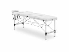 Table de massage cadre aluminium revêtement pvc pliante blanche helloshop26 14_0003637
