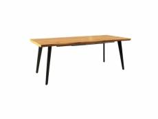 Table design extensible métal noir et chêne vernis