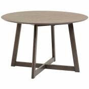 Table extensible ronde coloris naturel en contreplaqué de frêne et bois massif - diamètre 70 /120 x hauteur 75 cm Pegane