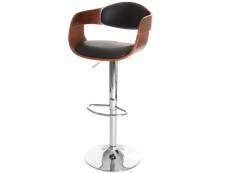 Tabouret de bar carlow, chaise de bar, bois courbé design rétro ~ aspect noix, noir
