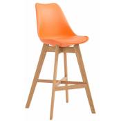 Tabouret en bois clair + siège en plastique robuste et différentes couleurs comme colore : Orange