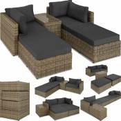 Tectake - Canapé de jardin san domino modulable - table de jardin, mobilier de jardin, fauteuil de jardin - marron naturel